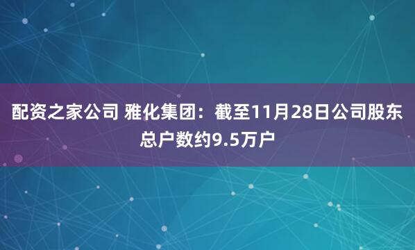 配资之家公司 雅化集团：截至11月28日公司股东总户数约9.5万户